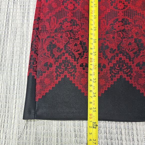 Halo Womens Size S Black Red Velvet Floral Sheath Mini Dress Gothic Office - Picture 9 of 13